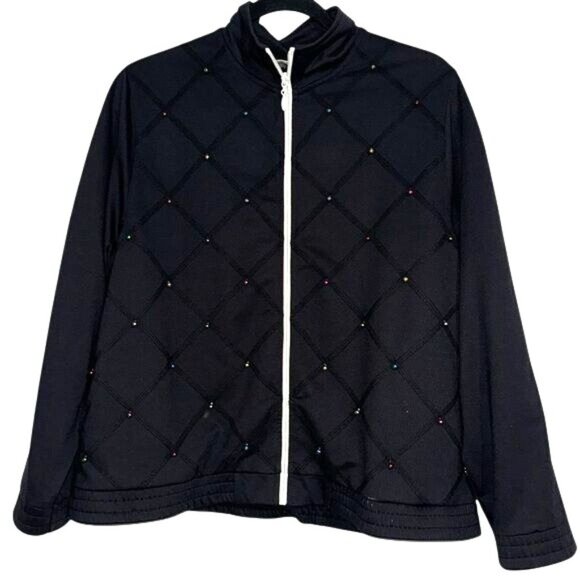 Blast Womens Quilted Black Jacket With Colorful Beads Full Zipper Size S - Picture 1 of 9
